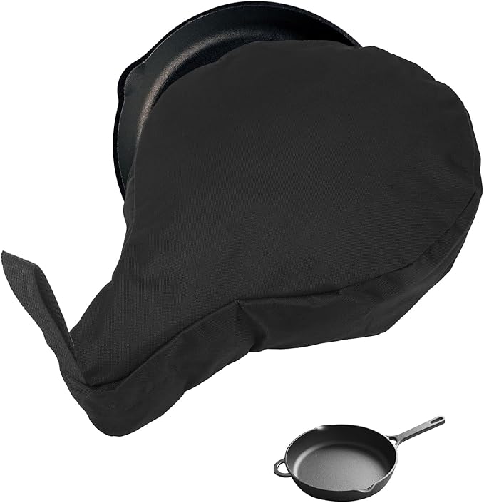 EATAKWARD Cast Iron Camping Skillet Bag for 8'' 10'' 12'' Skillets, Skillet Pan Storage Bag Water Resistant Frying Pan Bag with Hanging Loop, Lightweight Skillet Bag for Camping Outdoors,1pcs