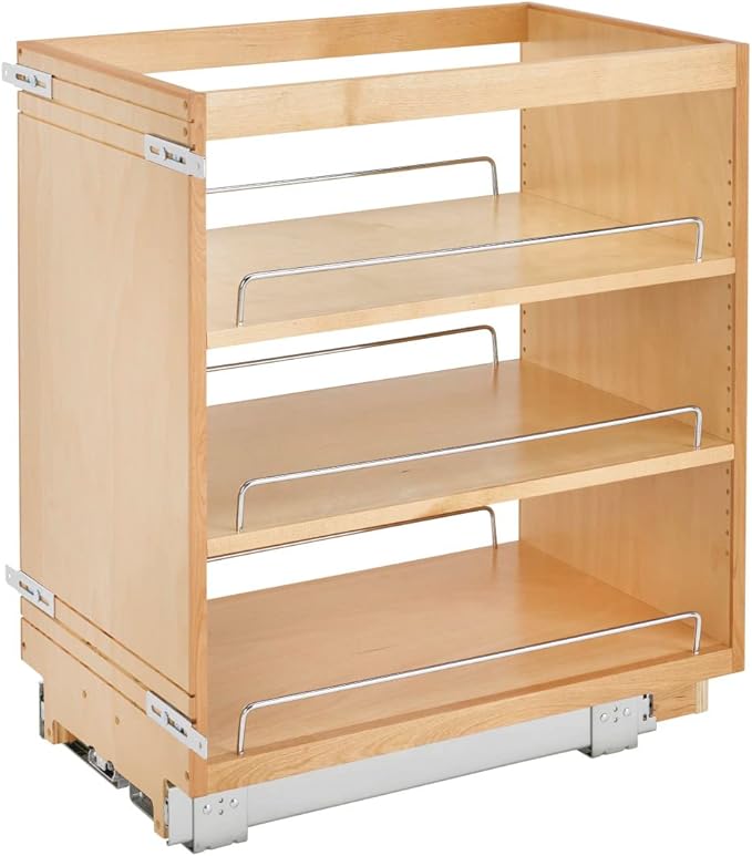 Rev-A-Shelf 14" Pullout Kitchen Cabinet Storage Organizer Slide Out Pantry Spice Rack with Adjustable Shelves for 14.5" W Cabinet Opening, 448-BC-14C