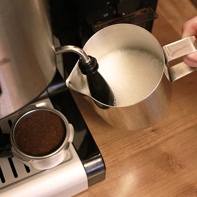 4 Pack Milk Frothing Pitcher 900ml Stainless Steel Milk Jug with Measurement Marks, 32oz Steaming Pitcher for Coffee, Cappuccino, Latte Art, Includes Art Pen, (4)