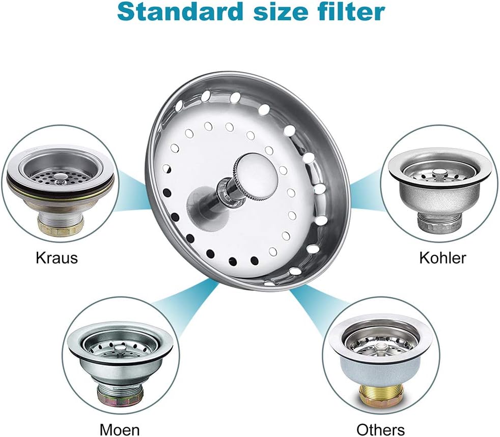 Kitchen Sink Drain Strainer 6 Pack Stainless Steel Sink Stopper, Anti-Clogging Kitchen Sink Drain Basket for Kitchen Sink Strainer Replacement Set