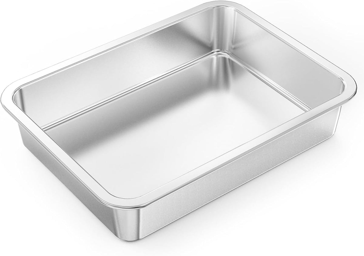 onlyfire Stainless Steel Baking Pan Barbeque Grilling Pan for Baking Breads, Grilling Chicken, Vegetables, 14" X 10.5" X 2.8"