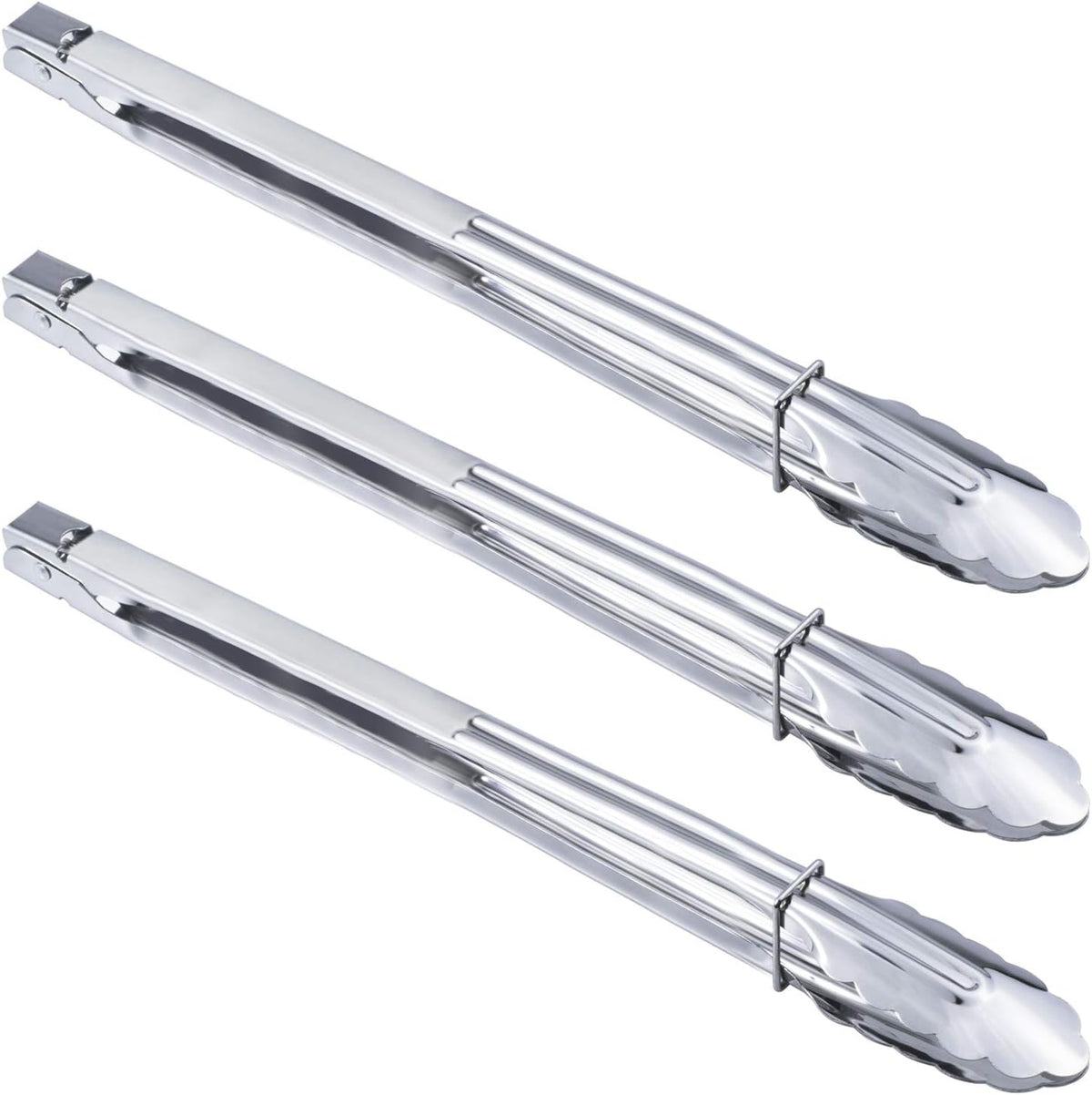 Stainless Steel Cooking Grilling Tongs Extra Long Camp Dutch Oven Tongs for Kitchen and Barbecue Charcoal (16-Inch 3 Pieces)