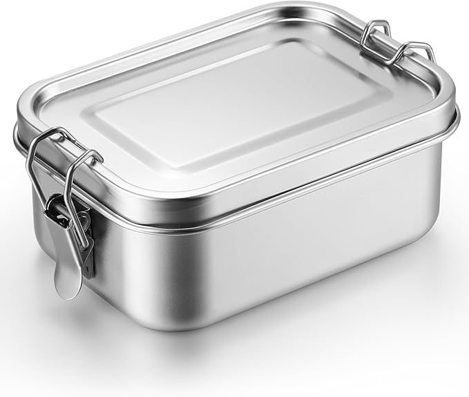 Umigy 1 Pcs Stainless Steel Bento Box 550ml Metal Lunch Box Food Storage Containers Metal Container, Lockable Clips to Leak Proof, Reusable Dishwasher Safe Lunch Snack Boxes for Work, School