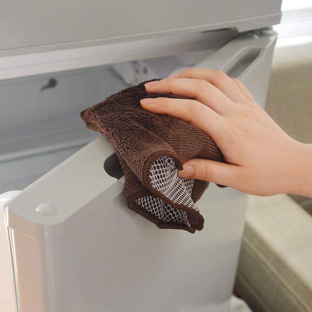 KinHwa Kitchen Washcloths for Dishes Absorbent Microfiber Dish Cloths Quick Dry Dish Rags with Poly Scour Scrub Side Ideal for Kitchen Cleaning (Brown, 12inchx12inch 9 Pack)