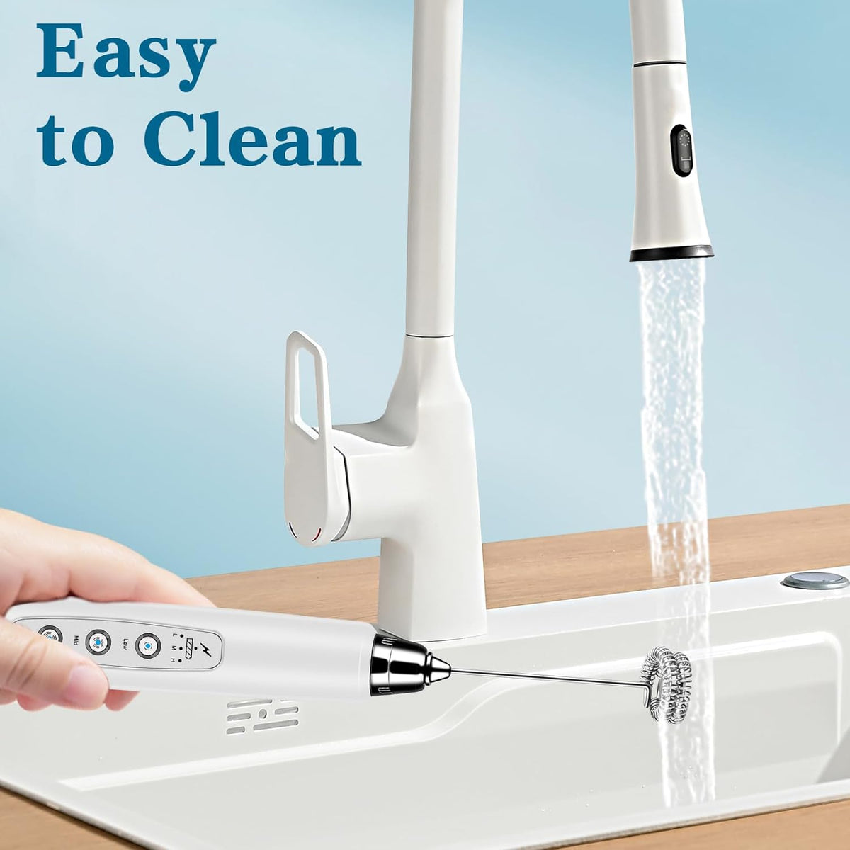 Milk Frother Handheld for Coffee, Electric Whisk 3 Speed Adjustable, Drink Mixer with Stainless 3 Whisks, Rechargeable Hand Frother Wand, Foam Maker for Latte Cappuccino Hot Chocolate Egg White