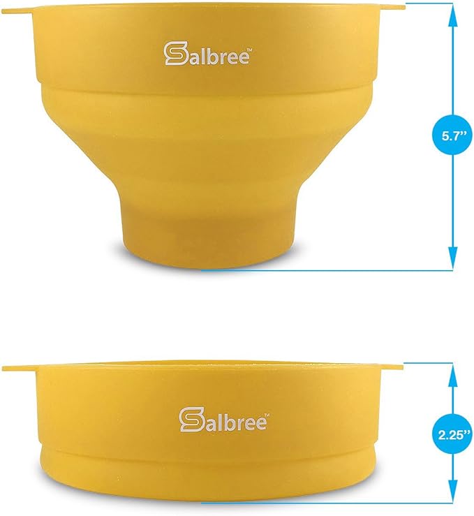 The Original Salbree Collapsible Silicone Microwave Popcorn Popper Maker Machine, Microwavable Bowl Holds 16 Cups, Uses Hot Air and Oil Always Optional - The Most Colors Available (Yellow)