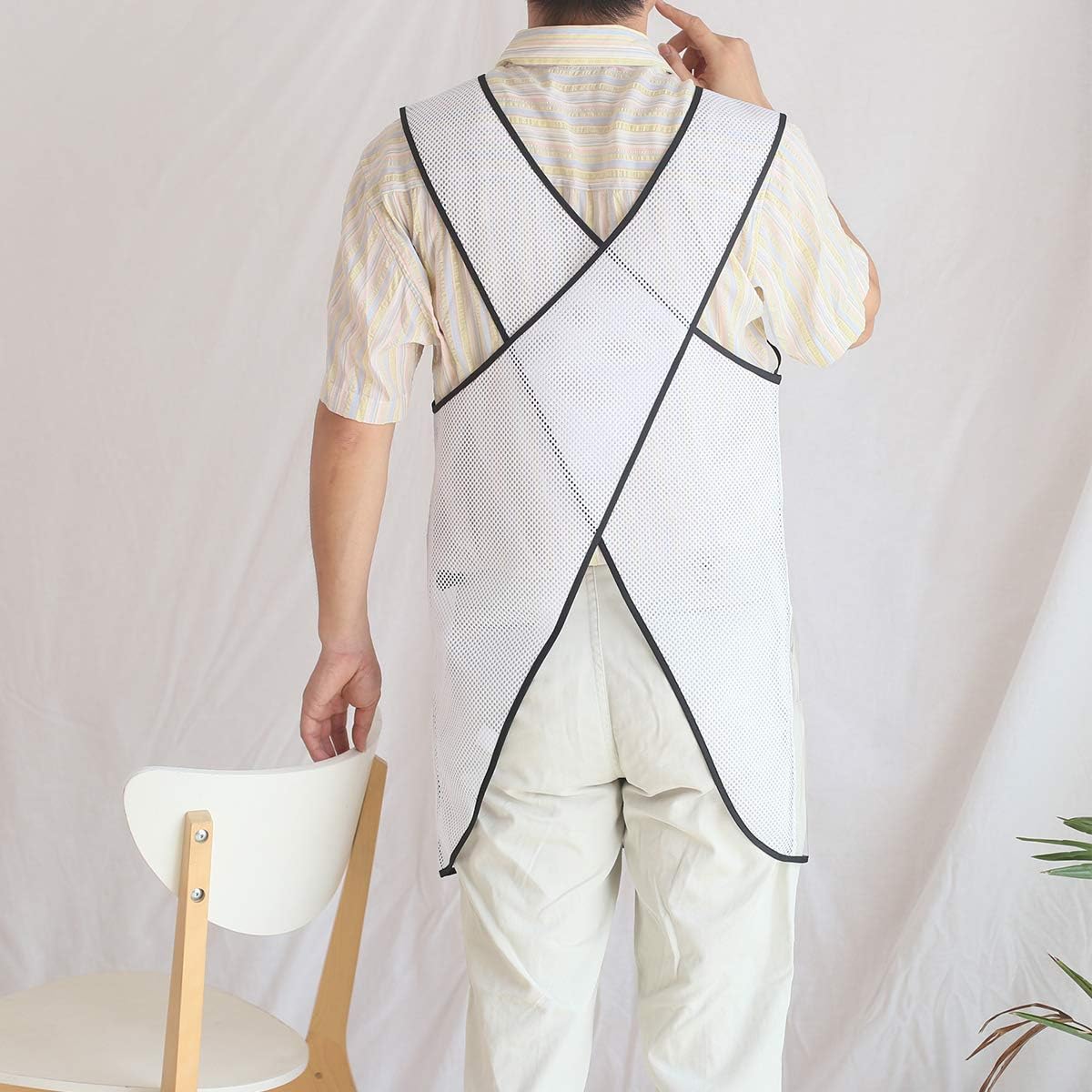 NEWGEM Japanese Linen Cross Back Cooking Aprons for Women Men with Pockets Cute for Baking Kitchen
