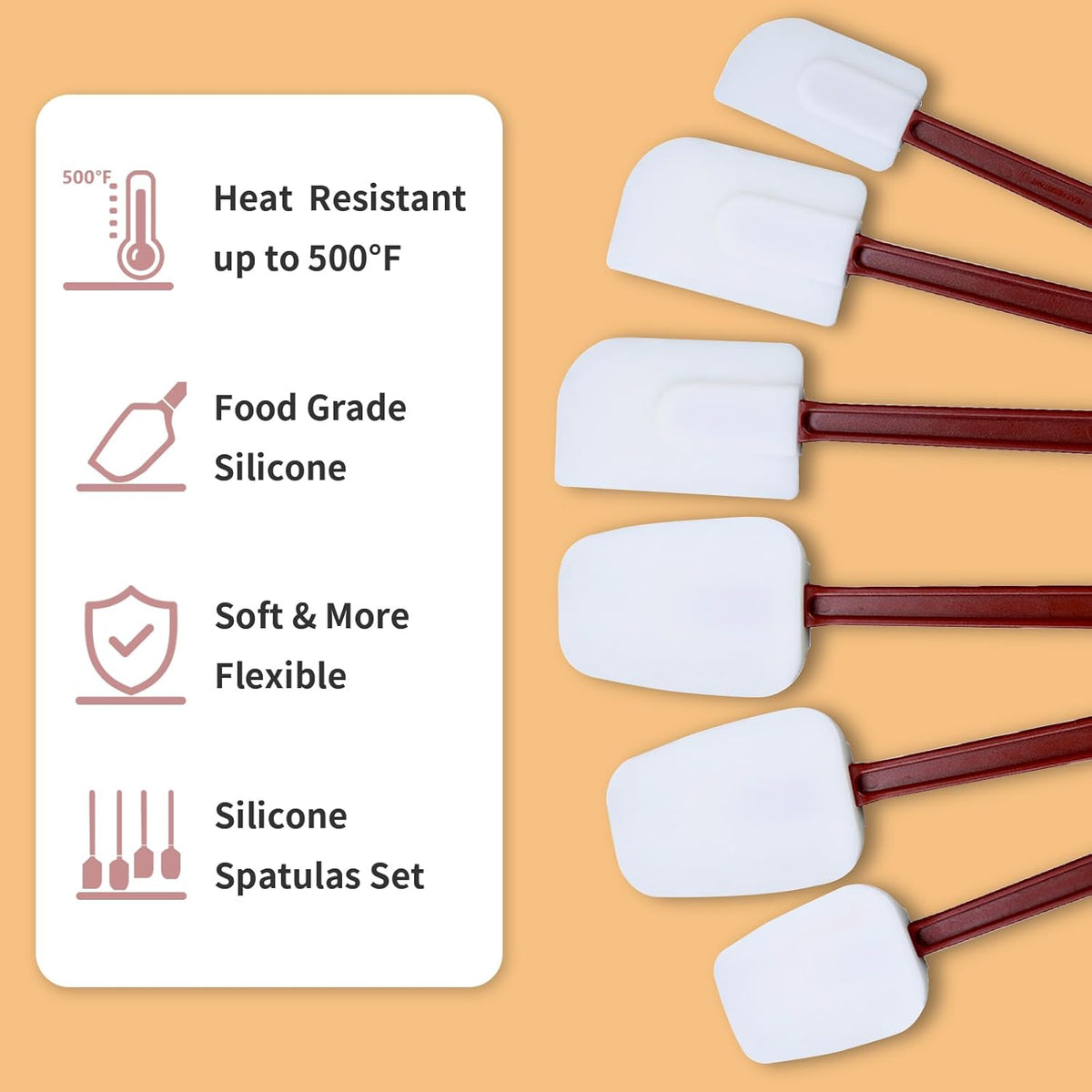 Silicone Spatulas Heat Resistant.Commercial Spatula for Cooking.Heavy Duty Rubber Spatulas.Silicone Spatula Set of 2 (9.5inch)