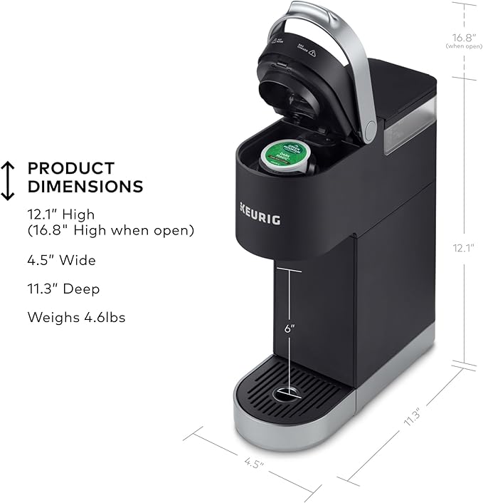 Keurig K-Mini Plus Single Serve K-Cup Pod Coffee Maker, with 6 to 12oz Brew Size, Stores up to 9 K-Cup Pods, Travel Mug Friendly, Matte Black