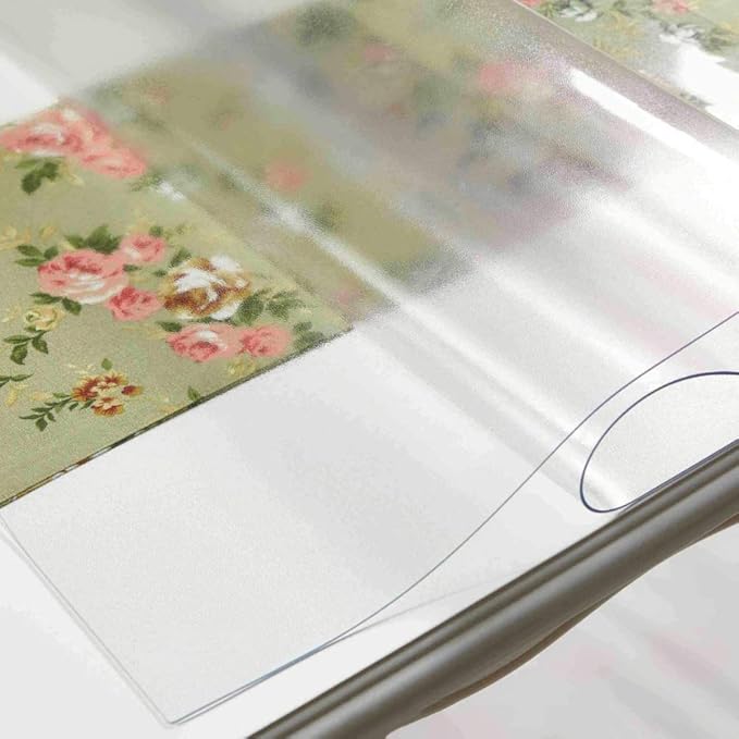 NECAUX Custom 42 x 60 Inch Frosted Table Cover Protector, 1.5mm Thick Plastic Waterproof Heavy Duty Desk Pad Mat Non-Slip Tablecloth Protector for Coffee Table, Dining Room Table, Conference Table