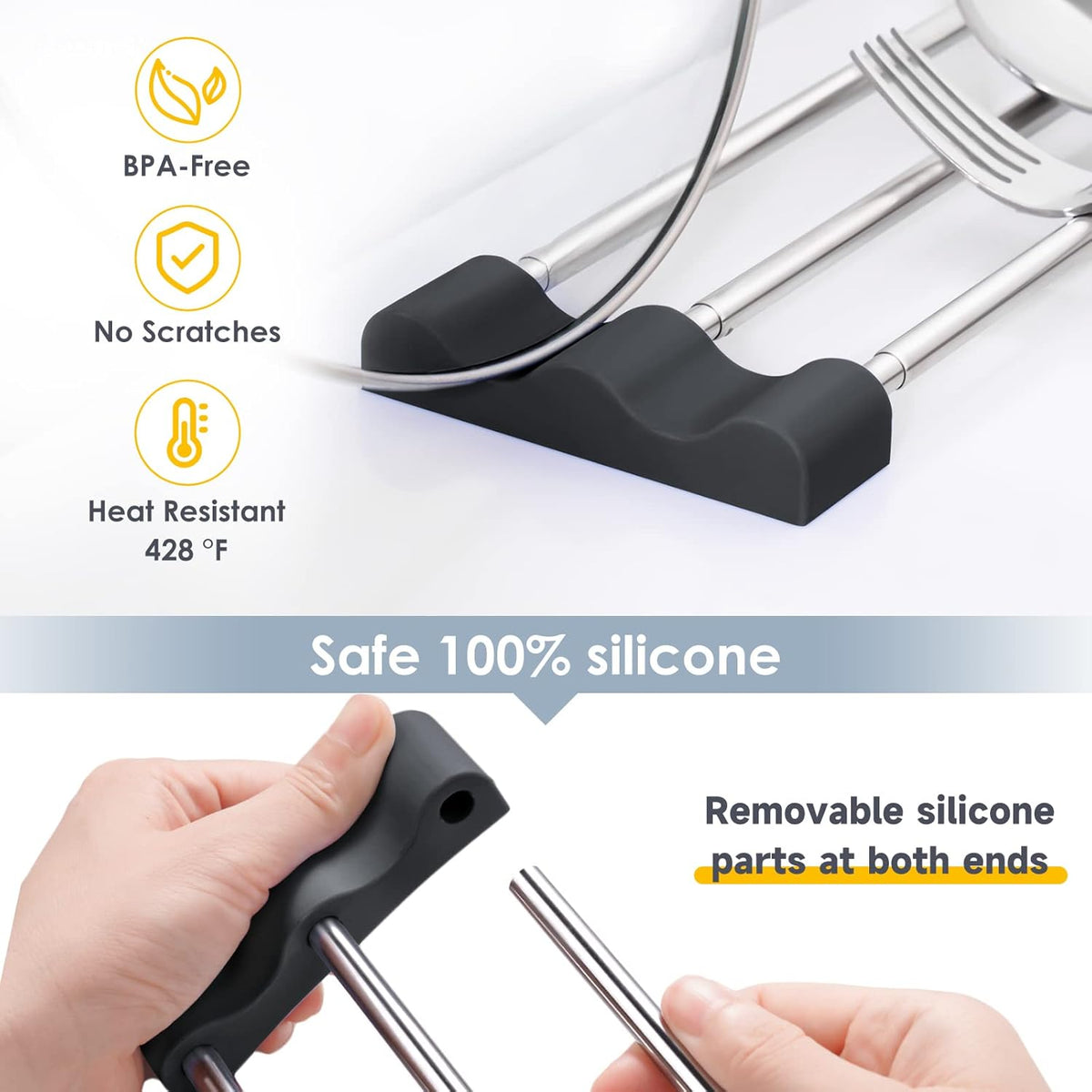 Tomorotec Adjustable Over-The-Sink Kitchen Rack for Dishcloths, Sponges, Bottles and Brushes - Heat-Resistant Stainless Steel with Slim, Expandable Design and Multifunctional Silicone Holder