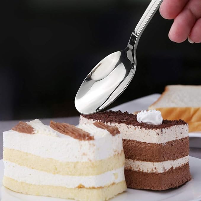 Stainless Steel Flatware Dessert Spoon, Set of 12