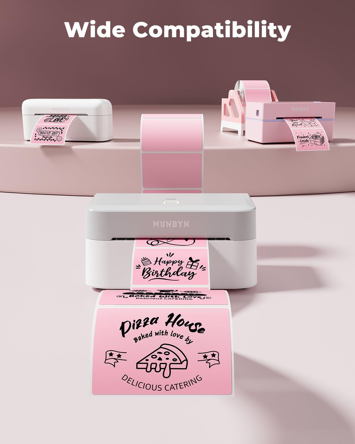 MUNBYN 3x2 Inch Pink Thermal Labels, Thermal Sticker Labels for Price, Barcode, Mailing, Name, 500 Sheets/1 Roll