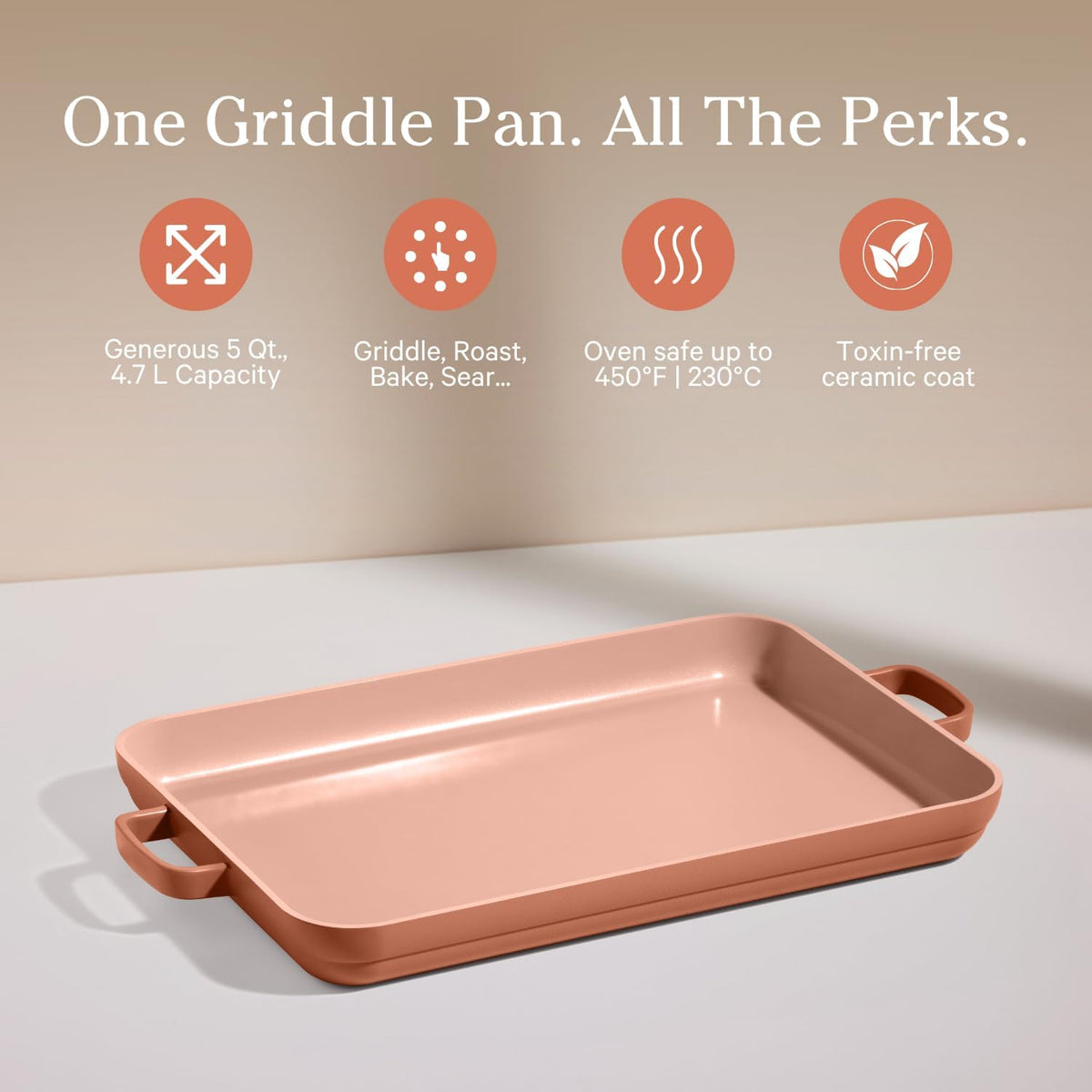 Our Place Griddle Pan - Versatile Nonstick Ceramic Sheet Pan & Stovetop Griddle | Toxin-Free, Dual-Use, with Ergonomic Handles | 5 Qt Capacity, Oven Safe Up to 450°F | Spice