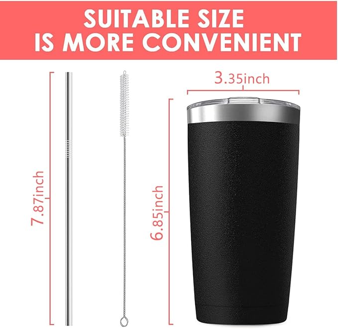 8 Pack 20 oz Stainless Steel Insulated Tumbler with Straw and Lid, Double Wall Travel Coffee Mug Vacuum Insulated Bulk Tumbler, Suitable for Vehicle Cup Holders(Assorted Colors)