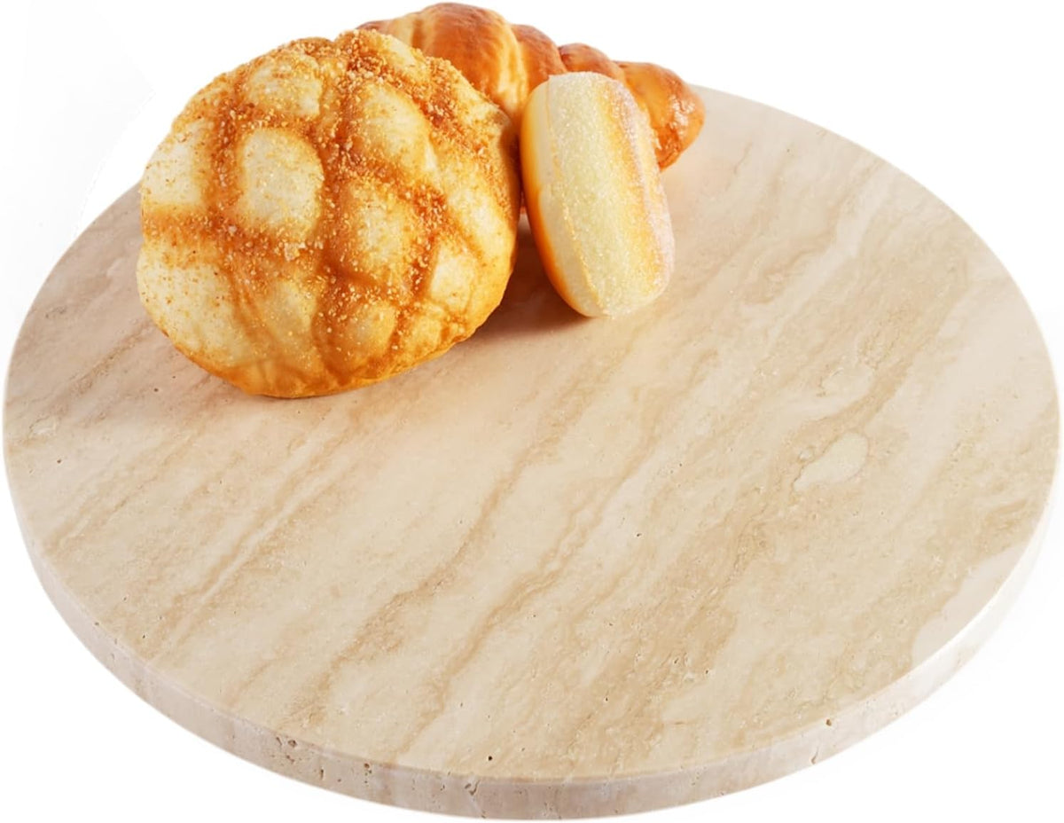 Travertine Lazy Susan for Table Top, 12 in Lazy Susan Turntable Organizer for Cabinet Pantry Kitchen Countertop Fridge Bathroom Makeup Vanity Countertop