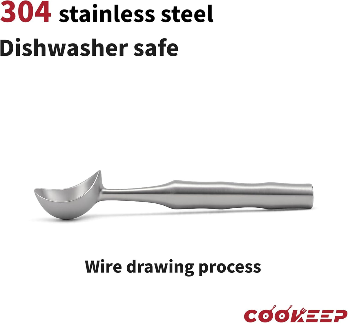 2Pcs Stainless Steel Ice Cream Scoop - Ergonomic Handle Ice Cream Scooper Heavy Duty Ice Cream Scoops Best Rated - One-Piece Dishwasher Safe Icecream Scoop Stainless Steel (2)