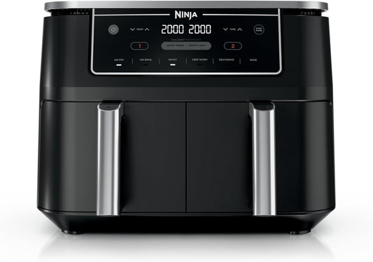 Ninja | Air Fryer | Finish Cooking Multiple Foods at the Same Time | 6-in-1 (Air Fry, Broil, Roast, Keep Warm, Dehydrate, Bake) | Fit up to 8lb Chicken Wings in the two 5 QT Baskets | DZ302