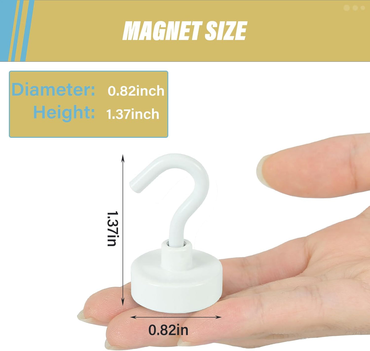 Neosmuk Magnetic Hooks,Heavy Duty Earth Magnets with Hook for Refrigerator, Extra Strong Cruise Hook for Hanging, Magnetic Hanger for Cabins, Grill (Creamy White, Pack of 10)