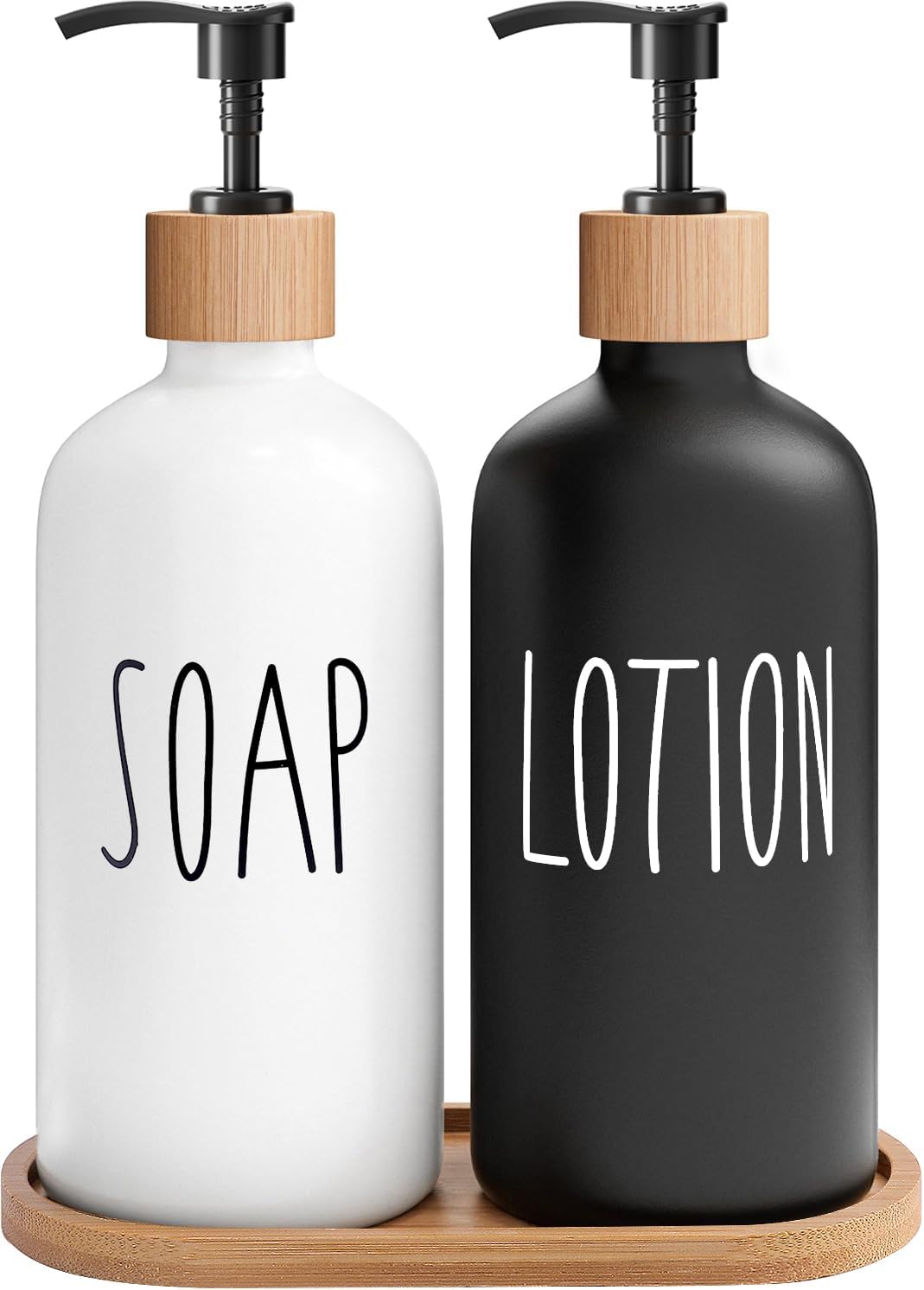 MOMEEMO Soap Dispenser Bathroom Set with Hand and Lotion Dispenser, Suitable for Bathroom Decor. (Black & White)