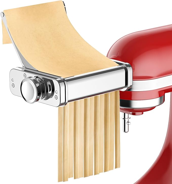 Stainless Steel Pasta Attachment for KitchenAid Stand Mixer, 3-in-1 Pasta Maker with Pasta Roller, Spaghetti & Fettuccine Cutters, Food-Grade KitchenAid Pasta Attachment for Homemade Noodles
