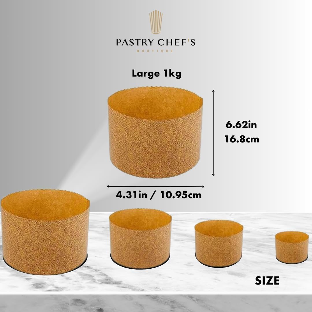Pastry Chef's Boutique Thin Panettone Paper Pan Mold - Large 1 Kg - 6-5/8" x 4-5/16" - Pack of 6