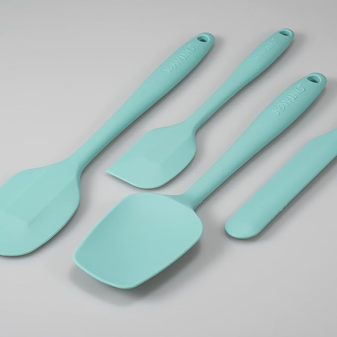 4 Piece Silicone Spatula Set, Flexible Heat Resistant Non-scratch Baking Cooking Rubber Spatulas with Stainless Steel Core, Aqua Sky