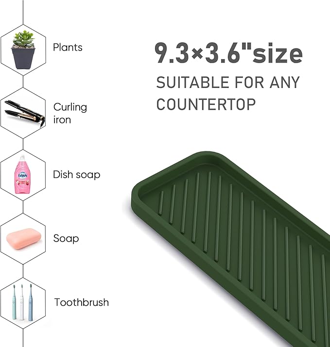 EG-SIPRO Kitchen Sink Organizer Tray,Sponge Holder for Kitchen Sink Bathroom Counter Tray Sponge Caddy Silicone Soap Holder for Soap dispenser, Bottle, Dishwashing Accessories(2-pack)