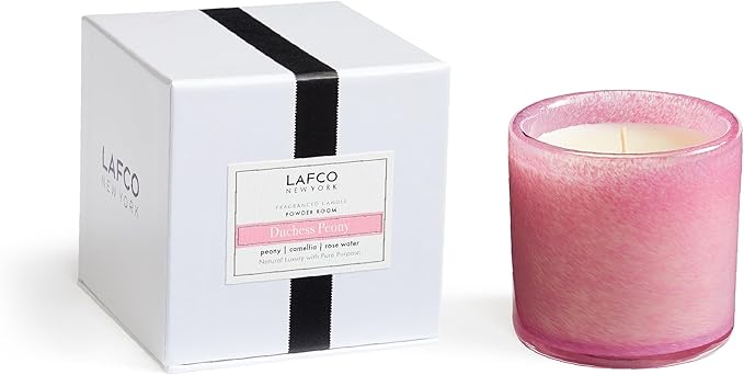 LAFCO New York Classic Candle, Duchess Peony - 6.5 oz - 50-Hour Burn Time - Reusable, Hand Blown Glass Vessel - Made in The USA