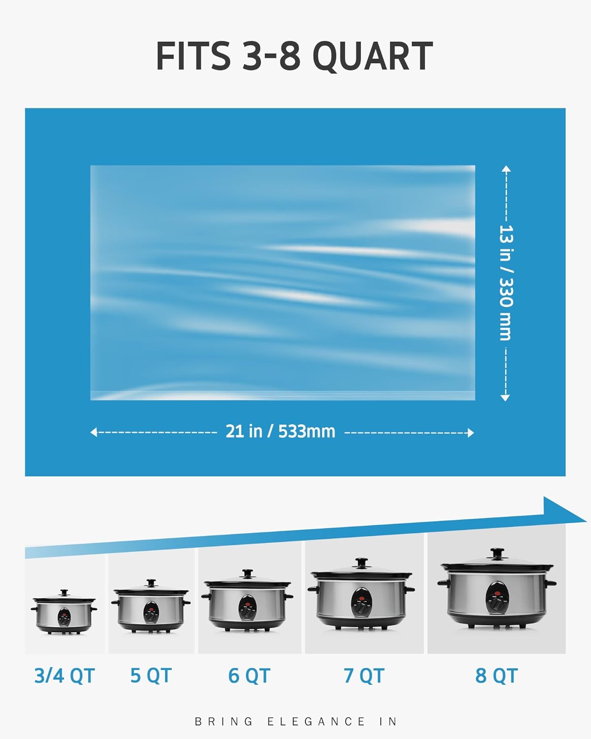 Syntus Crock Pot Liners, 20 Count 13" x 21" Large Size Slow Cooker Liners Fits 3-8 Quart Pots, Disposable Cooking Bags Suitable for Oval & Round & Retangular Crock Pot