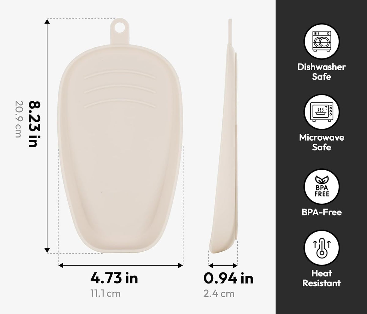 Carrotez Large Silicone Spoon Rest for Stove Top - Unbreakable Heat Resistant Silicone Utensil Rest for Kitchen Countertop - Oversized Wide Non-Scratch Spoon Holder for Camping - Ivory