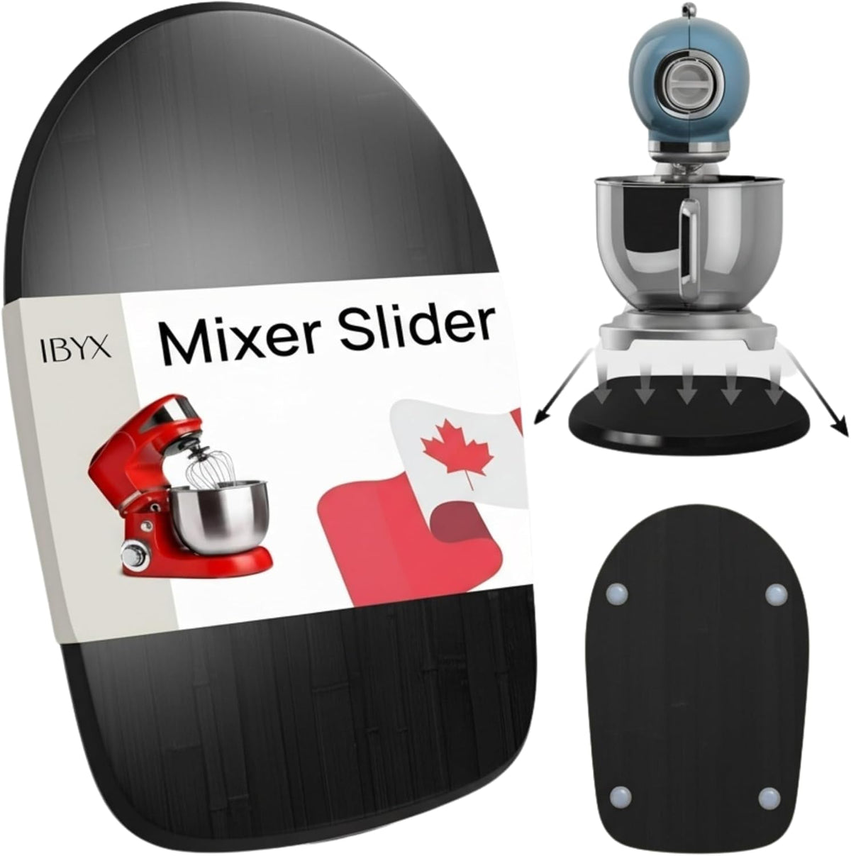 Ibyx Elegant Sliding Tray - Compatible with 4.5 Qt KitchenAid Stand Mixers and Other Heavy Appliances (Black)