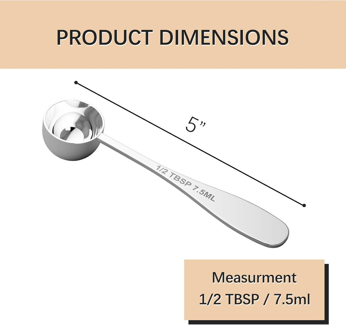 2PCS 1/2tbsp(1.5tsp, 7.5ml) Single Measuring Spoon, Stainless Steel Individual Teaspoon, Metal Measure Scoop with Gift Box