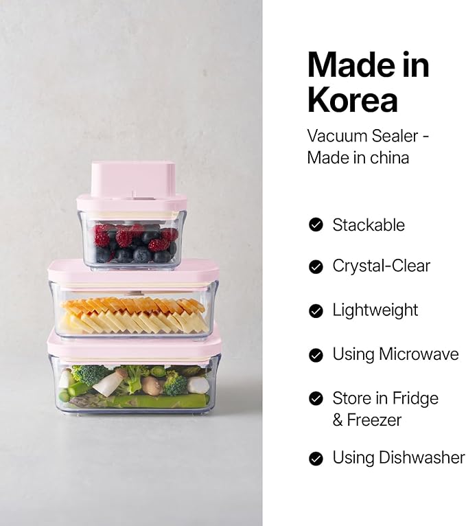 VAKUEN Premium Airtight Food Storage Containers ROSE 2.0L(2.11qt) 2P/SET, Patented Double Silicone Lining, 100% Leak Proof, BPA-FREE
