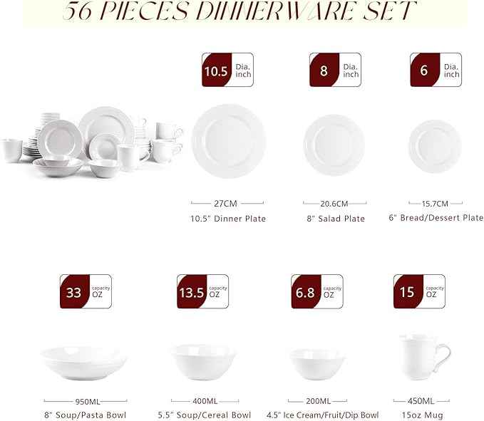 Pearl Dots Stoneware Dinnerware Set (56pc Set, White)
