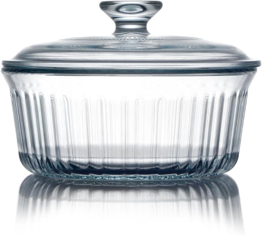 NUTRIUPS 1.6QT Round Glass Casserole Dish with Lid, Borosilicate Glass, Round Casserole for Oven