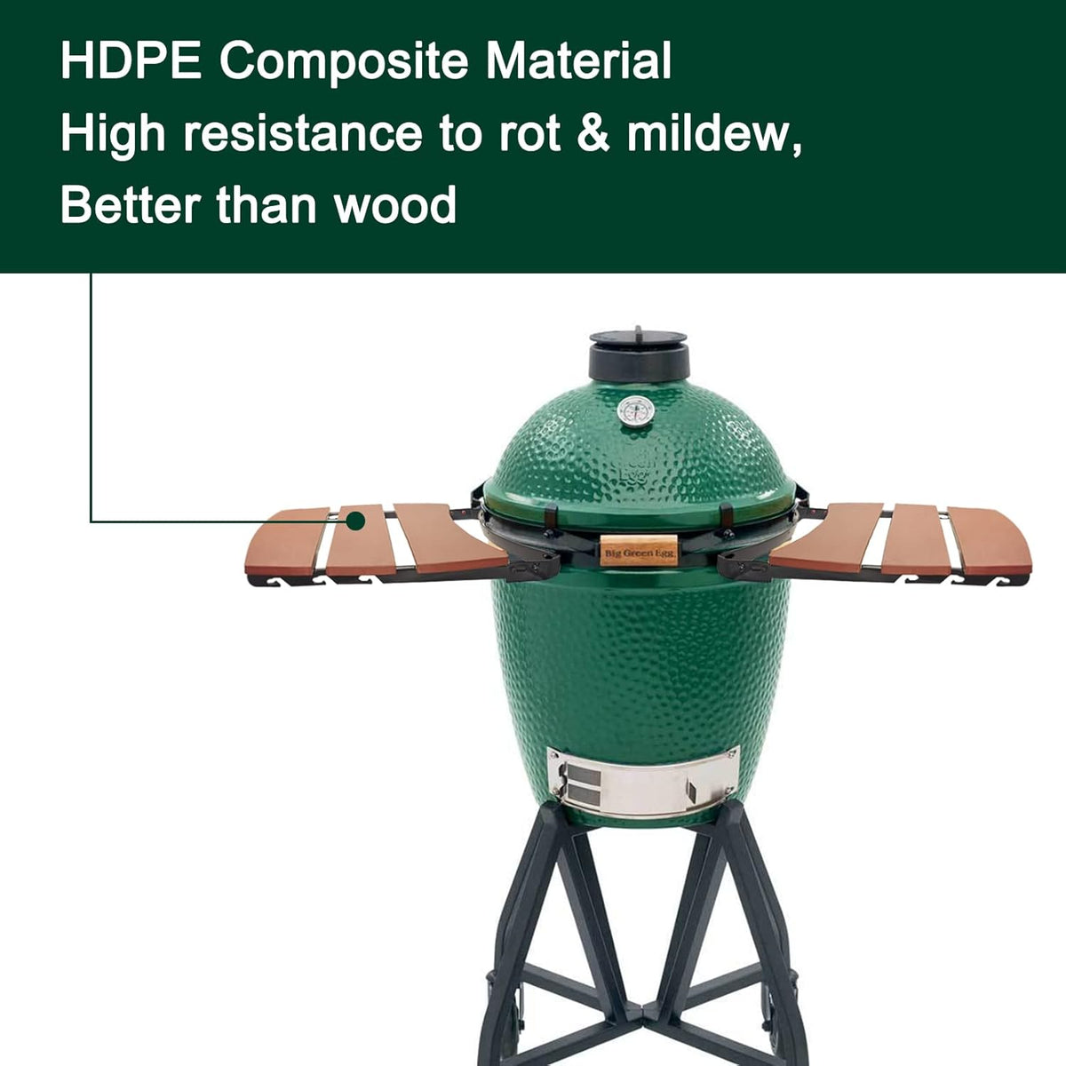 Side Shelves Big Green Egg Accessories, Composite 3 Slat Egg Mates for Large Big Green Egg with Folding Side Shelves Replacement Parts Grill & Smoker Accessories