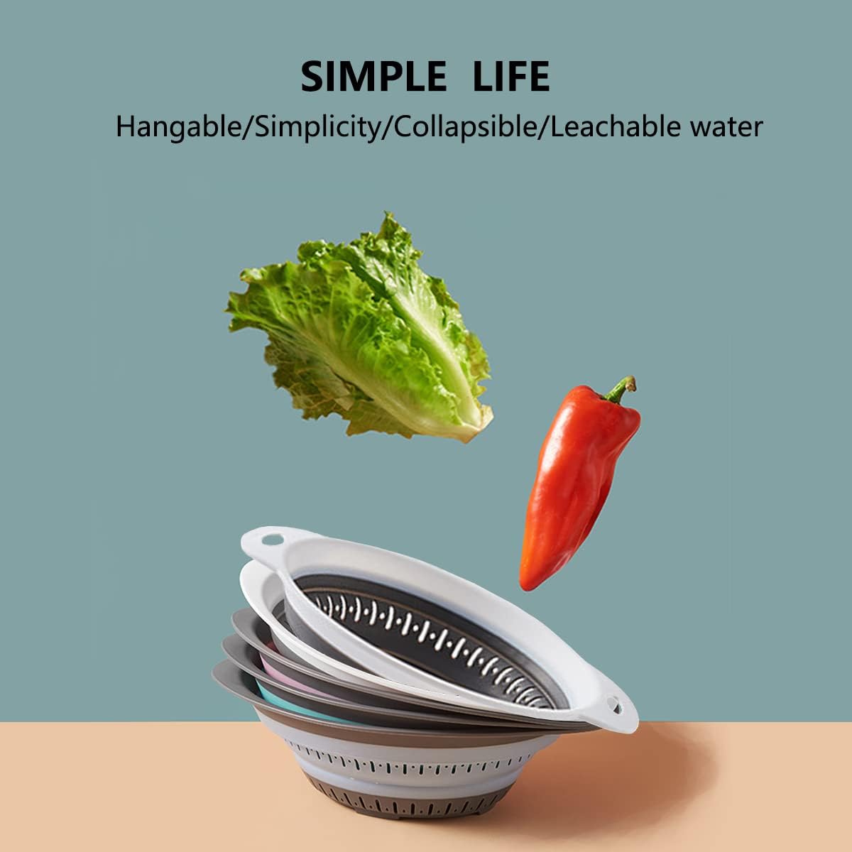 Collapsible Colander and Strainer,Silicone Strainer Colanders & Food Strainers,for Vegetable and Fruit, Kitchen Essentials