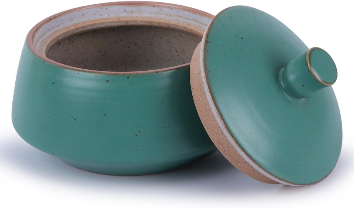 Retro Kitchen Ceramic Canister, 13.53 FL OZ (400 ML) Vintage Food Storage Jar for Tea, Coffee Beans, Herb, Candy, Spices, Nuts (Ancient Green)