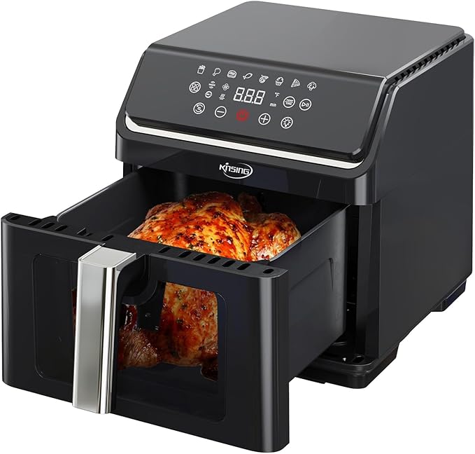 Air Fryer with Window Visible 8-in-1,8.7-Qt Large space,85% Less Oil,Roast, Bake, Dry, Reheat, Frozen, Broil,160-400℉ Even Results With Precise Temperature Control,Dishwasher-Safe