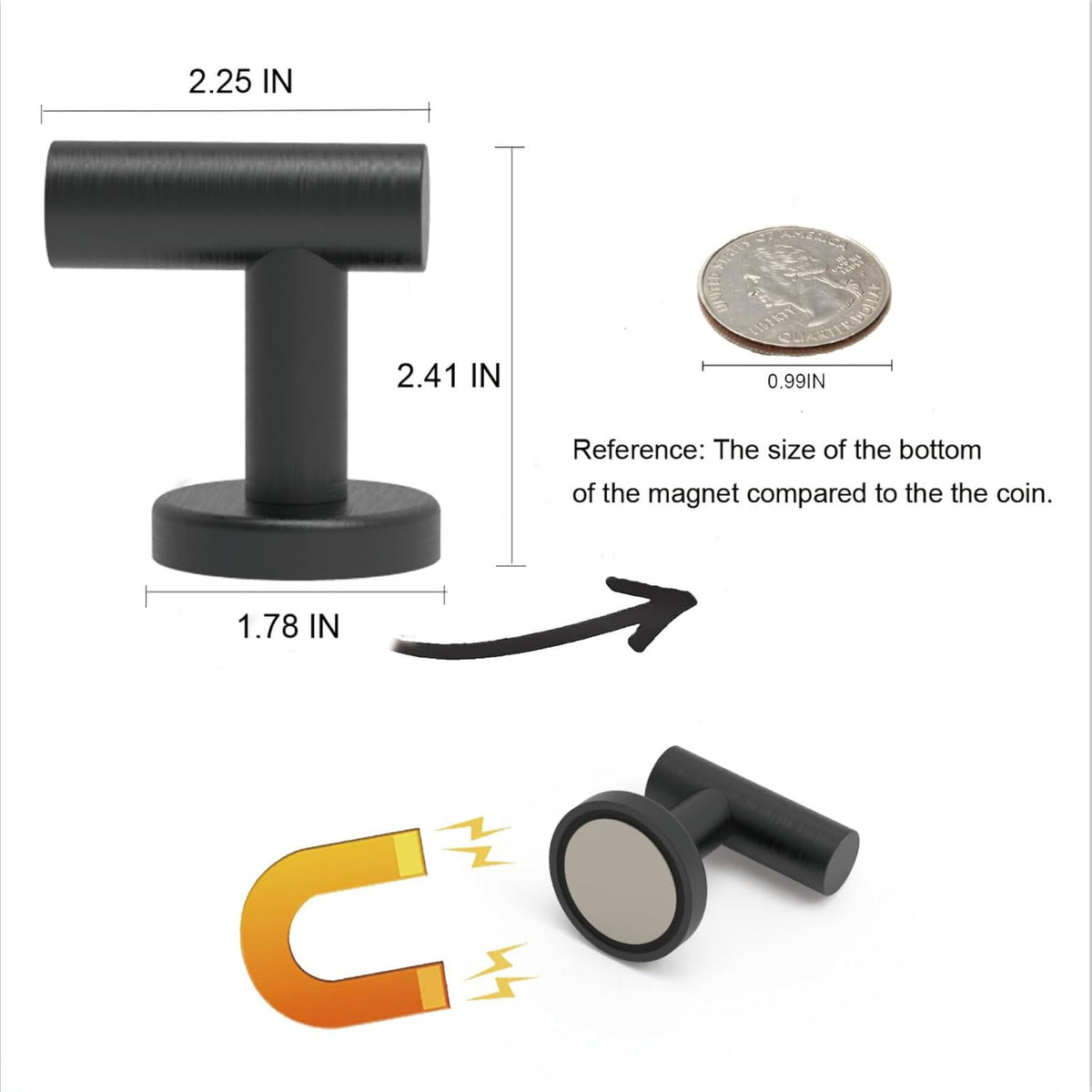 Magnetic Hooks Coat Magnet Hooks for Hanging,Magnetic Hooks Heavy Duty with Rare Earth Neodymium for Pot Holder,Grill,Refrigerator,Home,Kitchen,Workplace or Office.Pack of 2,Black