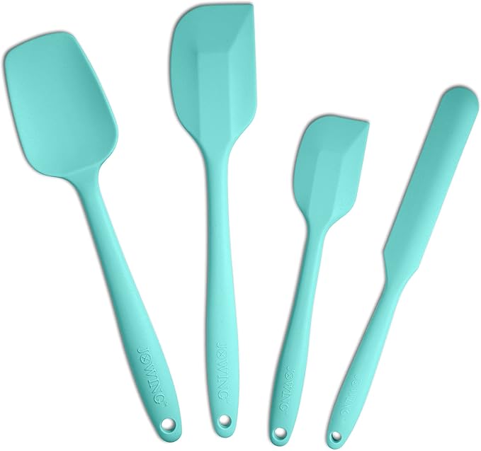 4 Piece Silicone Spatula Set, Flexible Heat Resistant Non-scratch Baking Cooking Rubber Spatulas with Stainless Steel Core, Aqua Sky