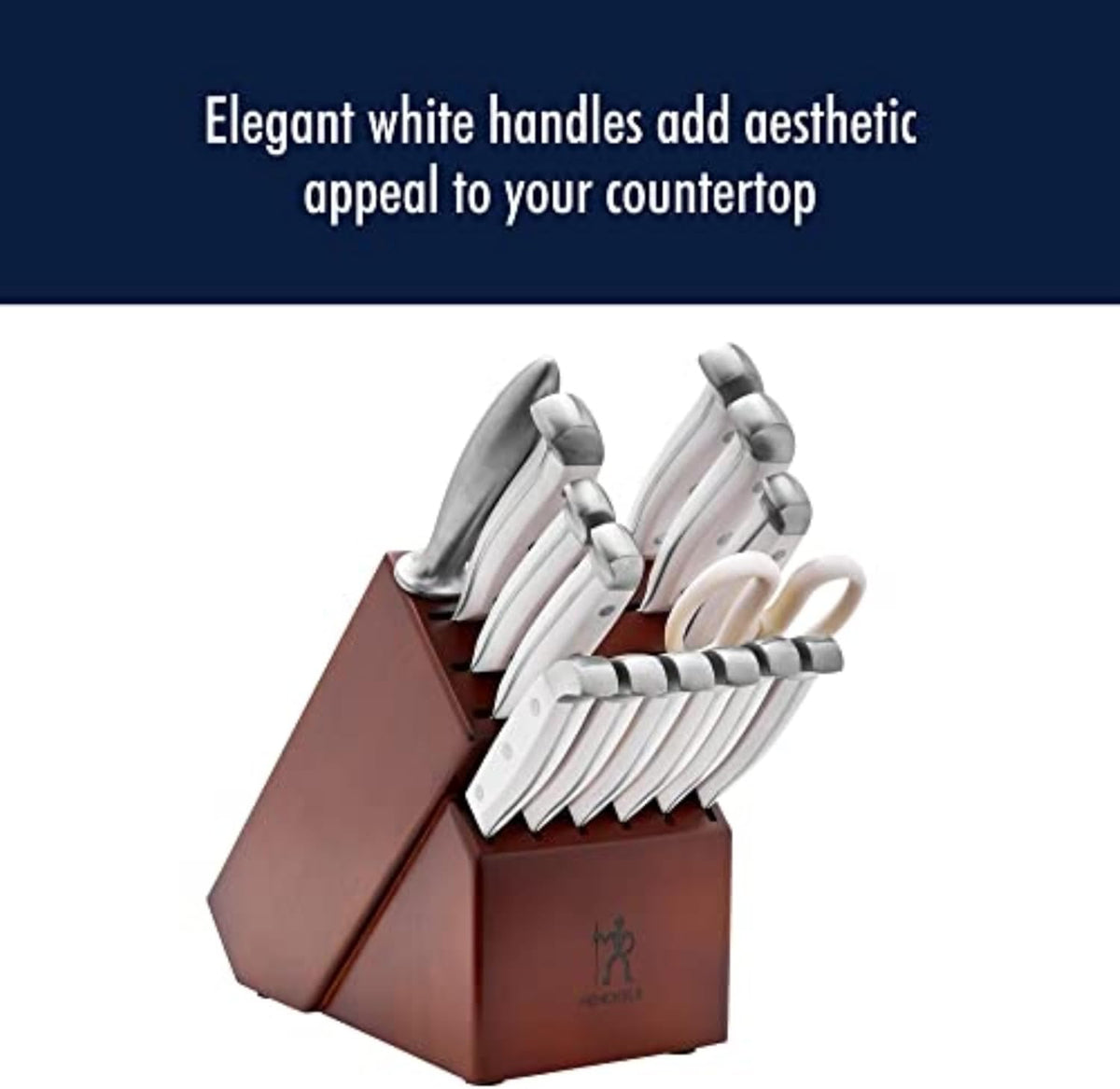 HENCKELS Statement Razor-Sharp 15-Piece White Handle Knife Set with Block, German Engineered Knife Informed by over 100 Years of Mastery