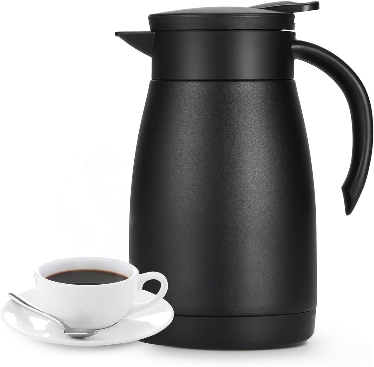 27 Oz Thermal Carafe with Ceramic Liner, 750 ml Insulated Stainless Steel Small Carafe for Keeping Coffee, Tea and Water Hot, Black