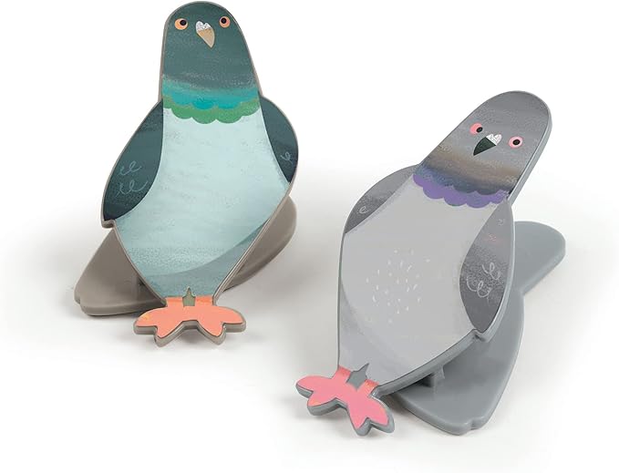Genuine Fred PECKISH, Pigeon Magnetic Bag Clips, Set of 4, Chip Clips, Bag Clips for Food, or for use on the fridge