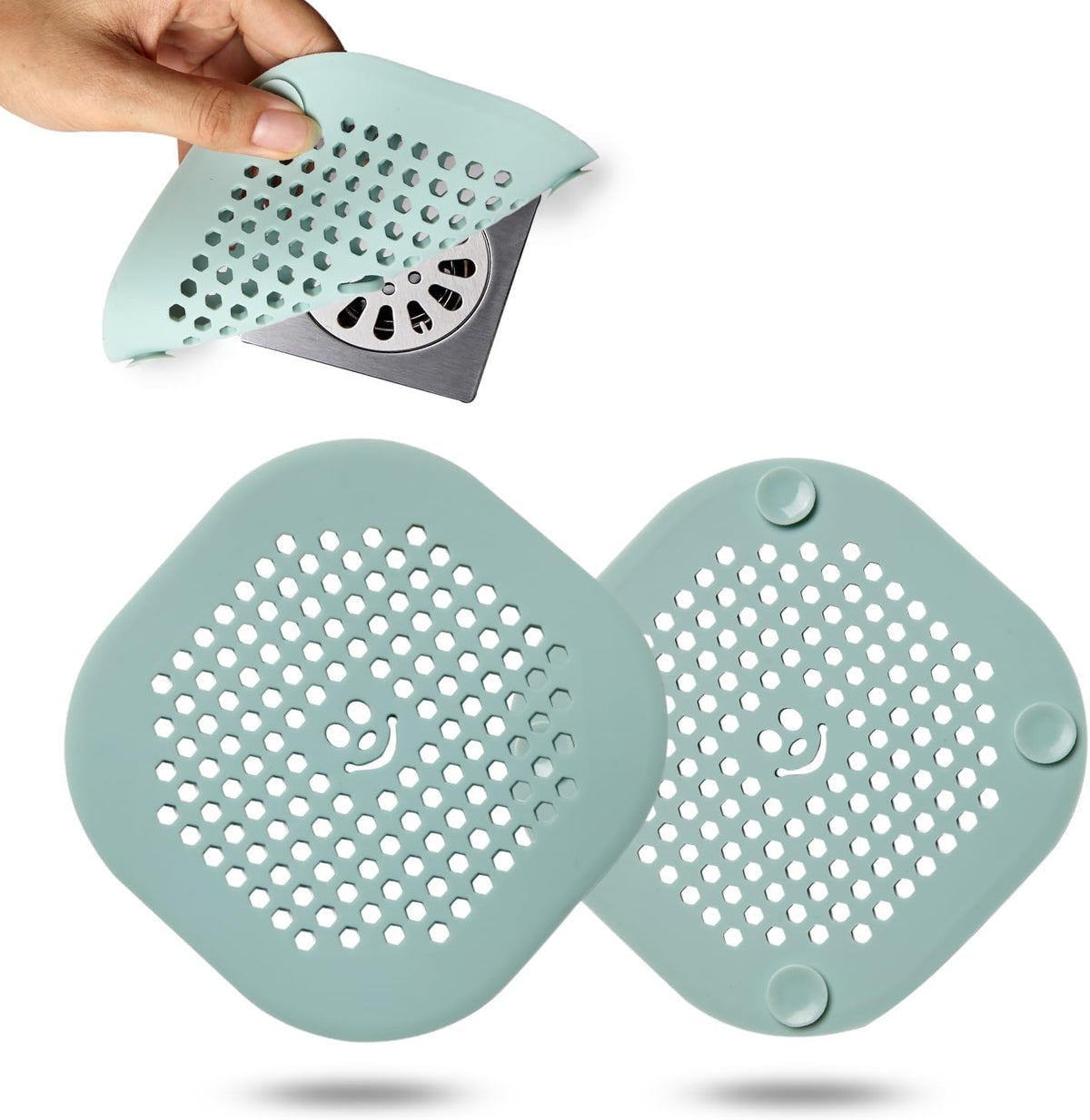 2 Pack Drain Hair Catcher Silicone Shower Drain Protector Sink Drain Strainer Hair Stopper for Shower Kitchen Bathroom Tub Teal