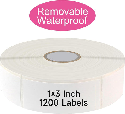 1200 Blank Removable Freezer Labels with Perforation Line for Easy Distribution and Use. Waterproof and Oil-Resistant, Suitable for Food Containers, Jars, and Kitchen Organization.(1 "x 3")