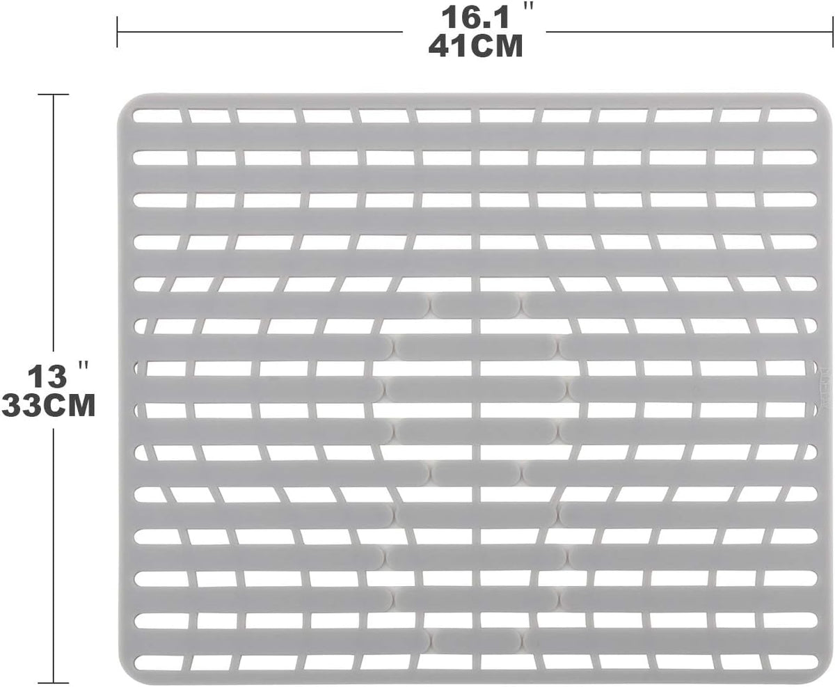 NICE DAY Sink Mat, Sink Protectors for Kitchen Sink By Better Housewares Wok Stand Strong Adsorption And Skid Resistance PVC Free Silicone Sink mat (2 Packs Sink Mats 16"x12.9" Large)