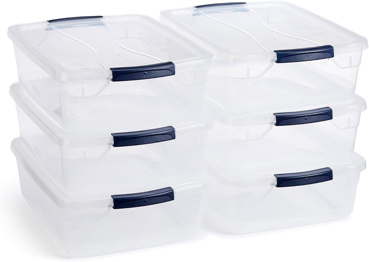 Rubbermaid Cleverstore 17 Qt Clear Storage Bins with Lids, 6-Pack, Stackable, BPA-Free, Made in USA