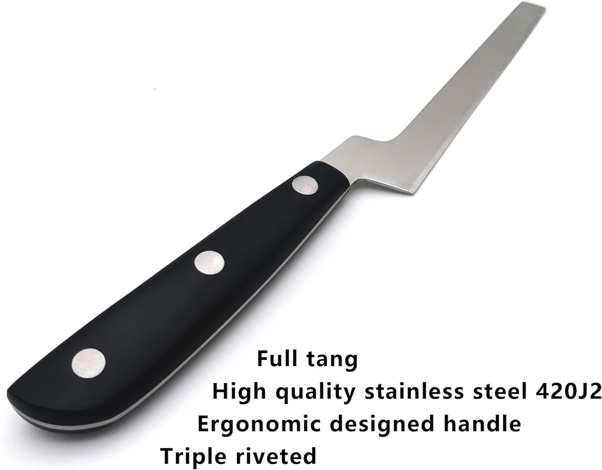 Cheese Knife - MATTSTONE HILL Soft Cheese Knife, Cheese Cutter, Premium Stainless Steel, Black Handle